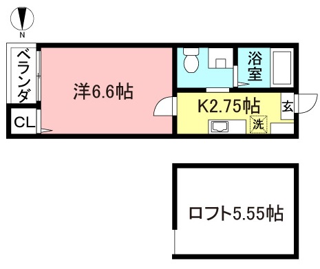 独立洗面台付き1K【桜ヶ丘】