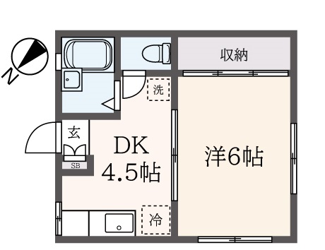 【メゾンフォルテ】全室角部屋の二俣川駅徒歩13分　賃料4.3万円1DK